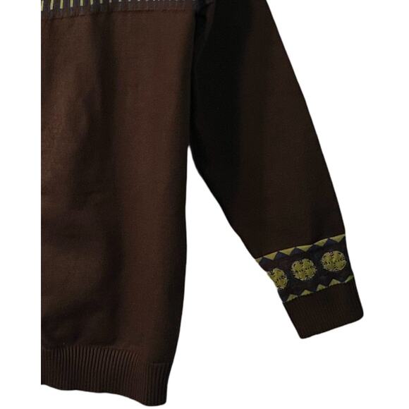 Misslook Sweater Womens Size M Brown Fair Isle Button Up Long Sleeve Cardigan - Picture 5 of 8